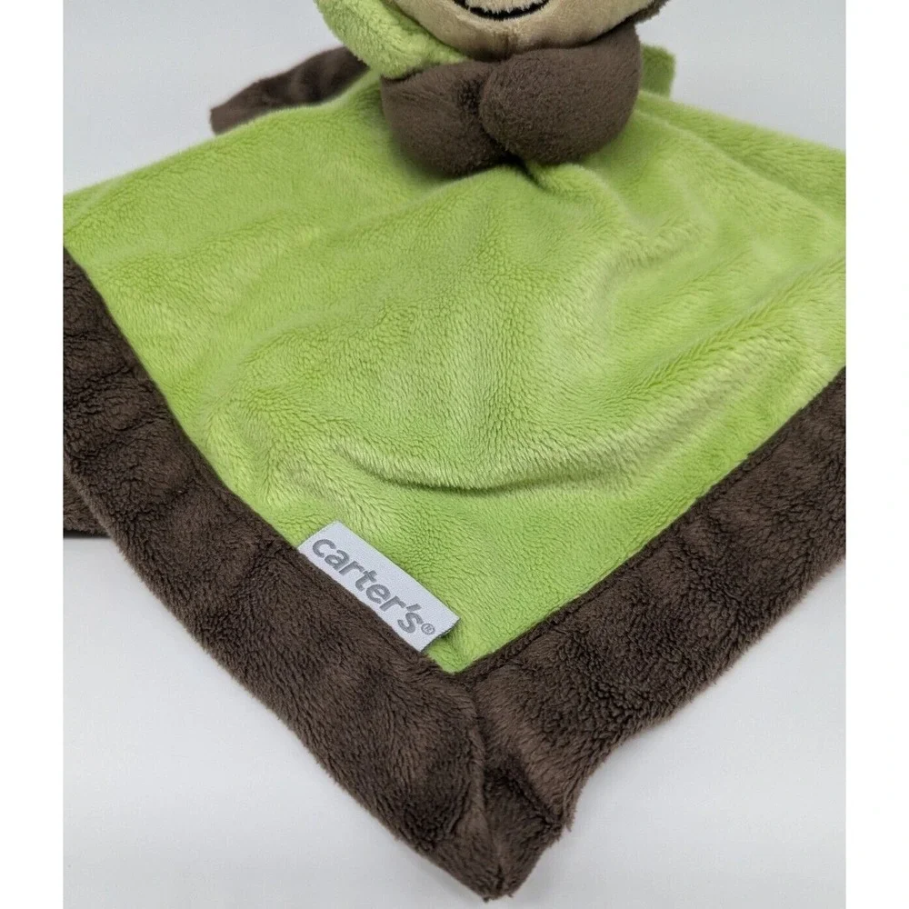 Carters Monkey Green Brown Baby Boy Girl Security Blanket Lovey 13